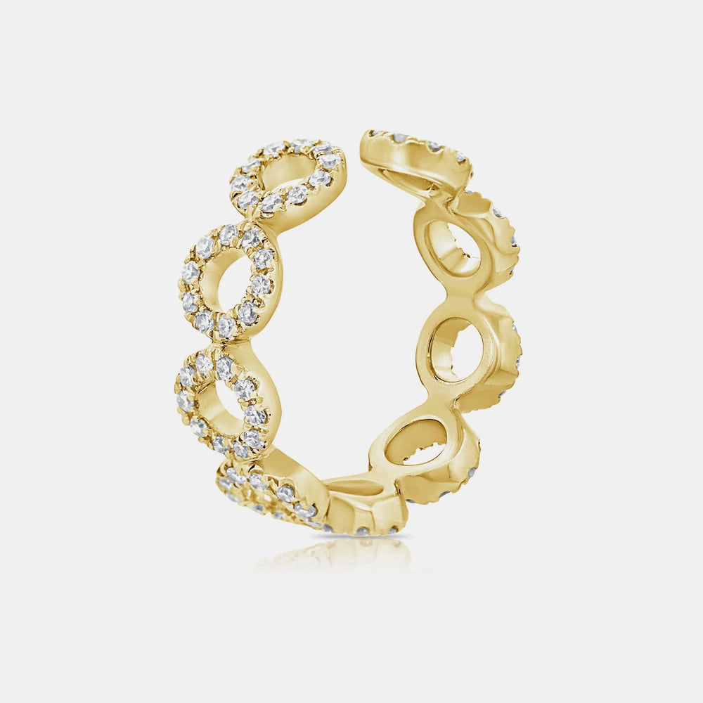 Diamond Circular Ear Cuff - 14K Yellow Gold