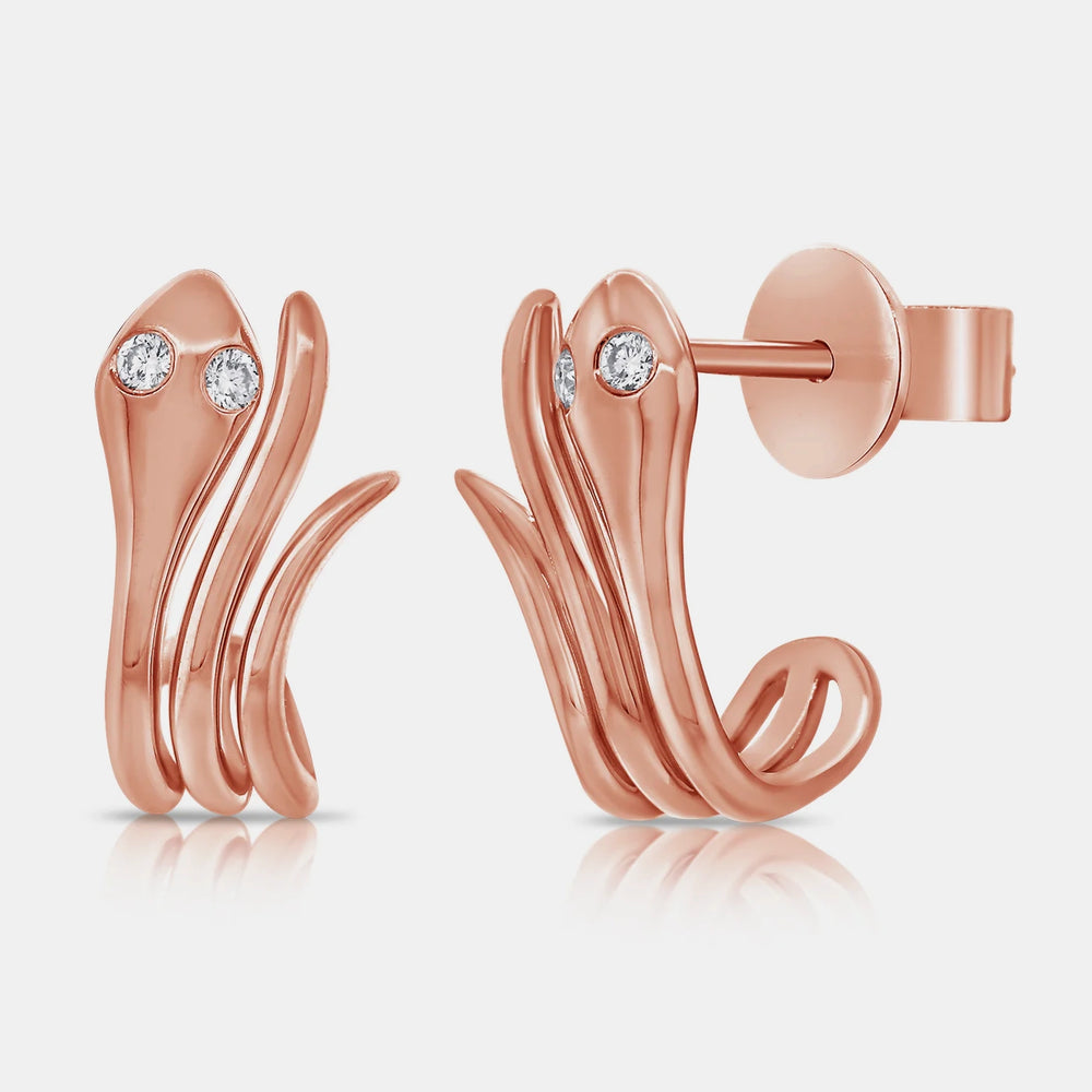 Gold Snake Earrings - 14K Rose Gold