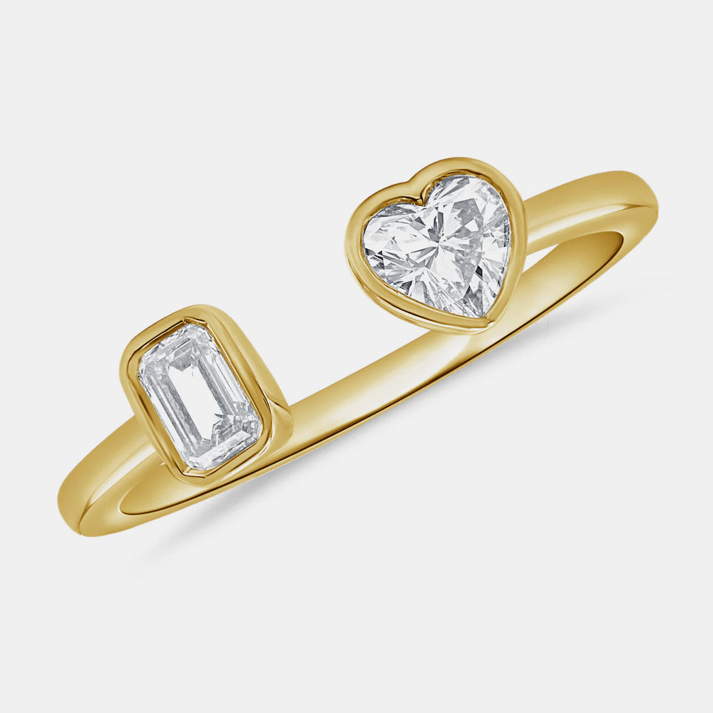 Multi Shape Diamond Bezel Ring - 14K Yellow Gold