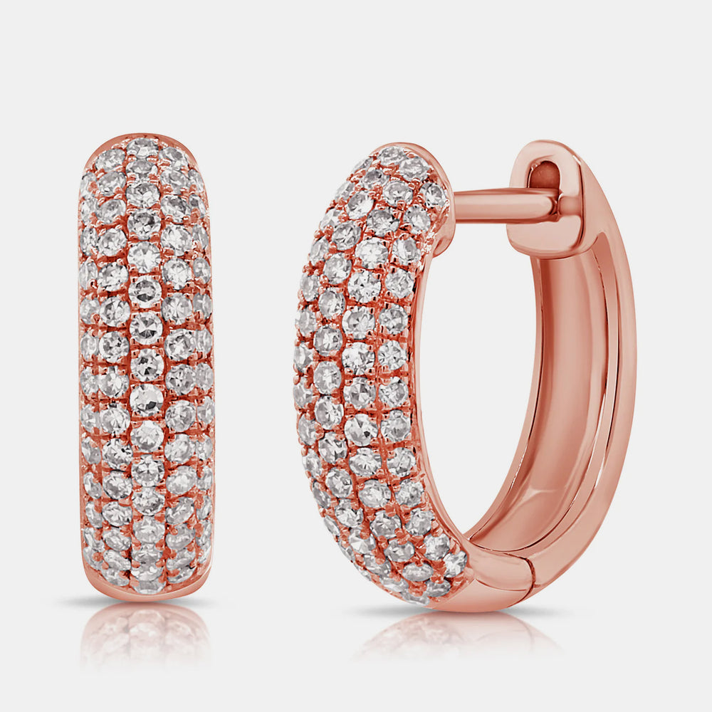 Diamond Dome Huggies - 14K Rose Gold