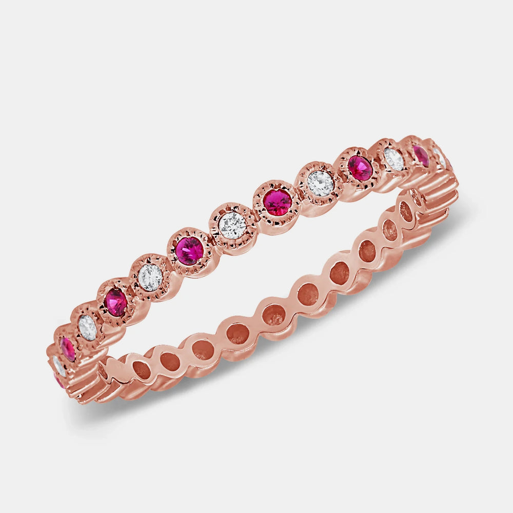 Diamond Ruby Ring - 14K Rose Gold