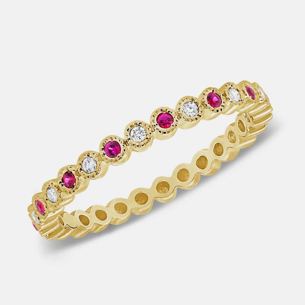 Diamond Ruby Ring - 14K Yellow Gold