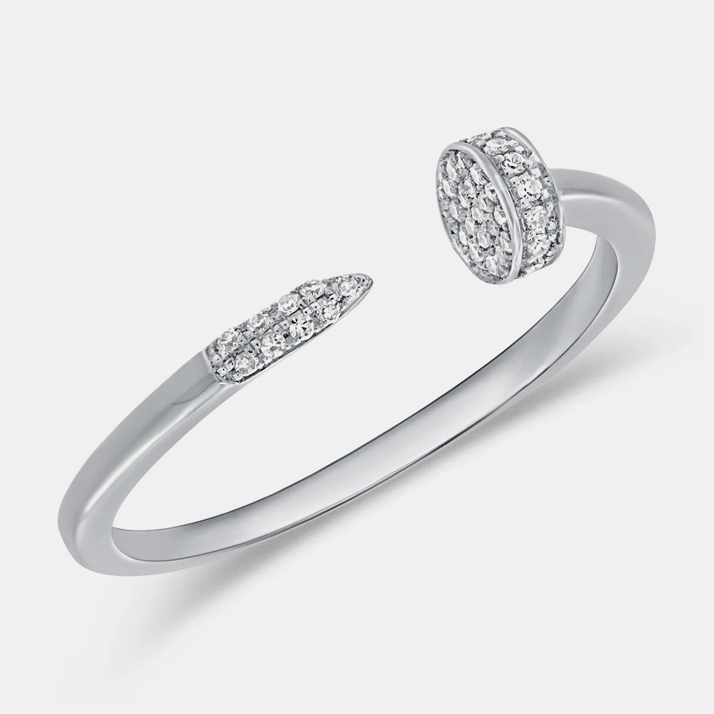 Diamond Nail Ring - 14K White Gold