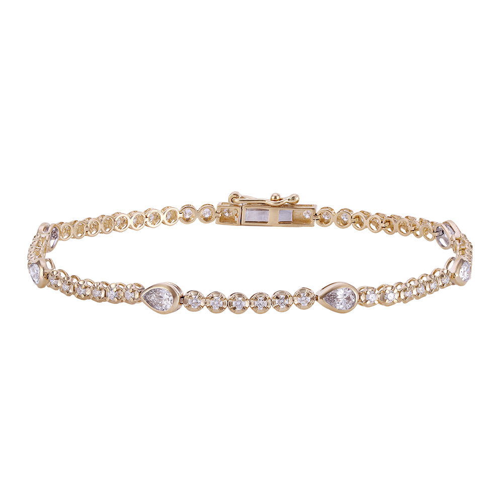 The Golden Pear Tennis Bracelet - 14K Yellow Gold