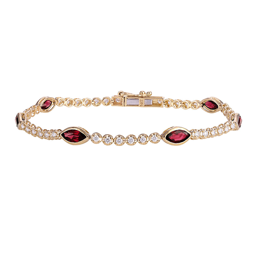 The Ruby Royale Bracelet - 14K Yellow Gold