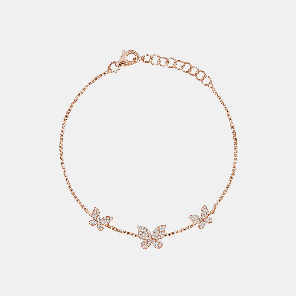 Triple Diamond Butterfly Anklet