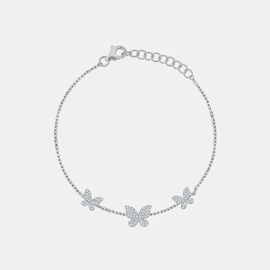 Bracelet de cheville papillon à triple diamant