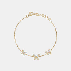 Triple Diamond Butterfly Anklet