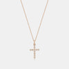 Collier croix avec lunette à mini diamants et milgrain