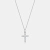 Collier croix avec lunette à mini diamants et milgrain