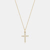 Collier croix avec lunette à mini diamants et milgrain