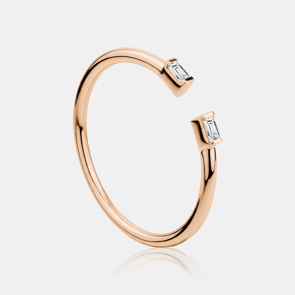 Emerald Open Diamond Stackable Ring - 14K Rose Gold