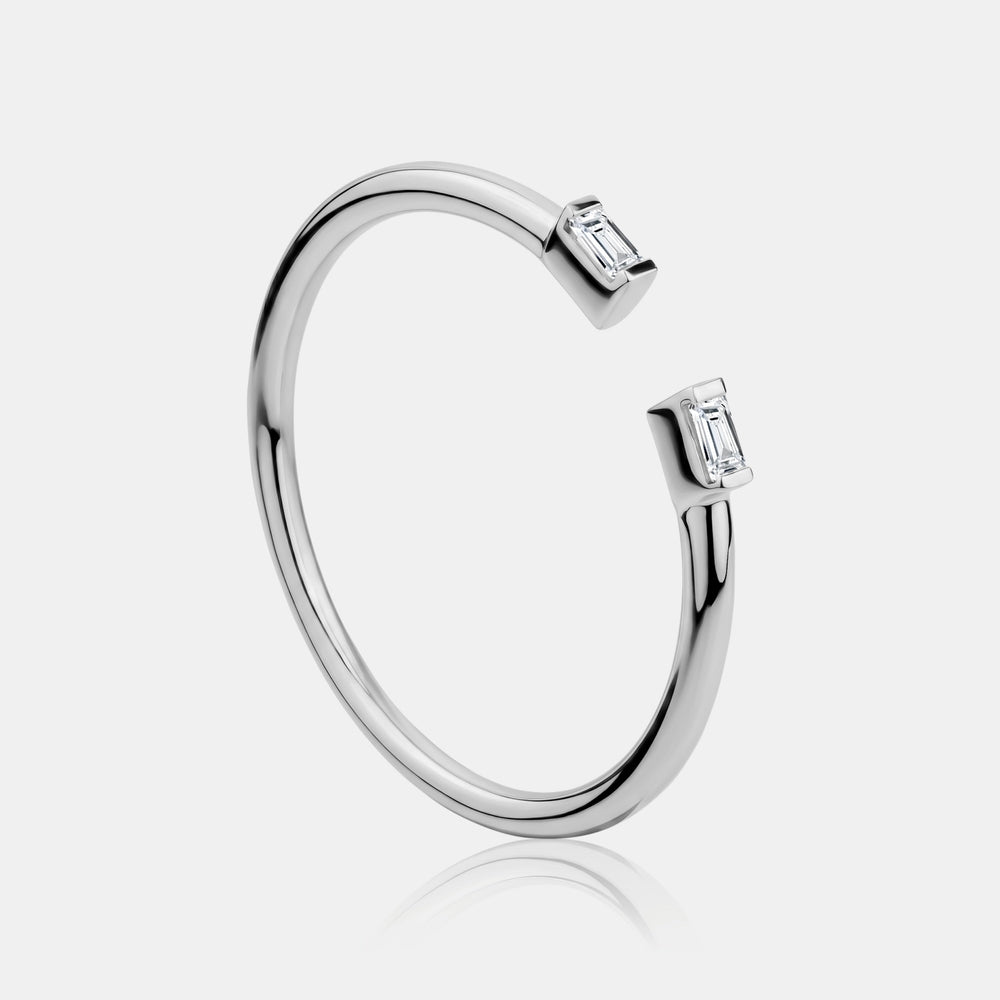 Emerald Open Diamond Stackable Ring - 14K White Gold