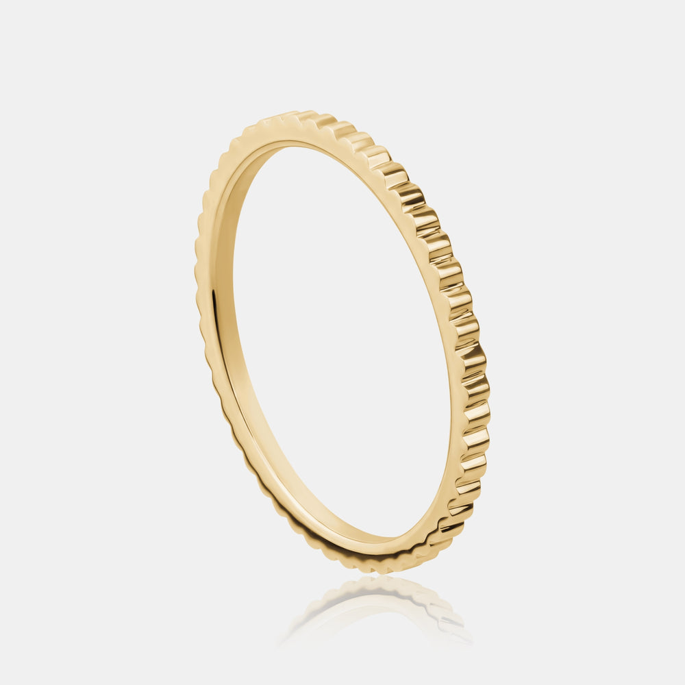 Ribbed Gold Stackable Ring - 14K Yellow Gold