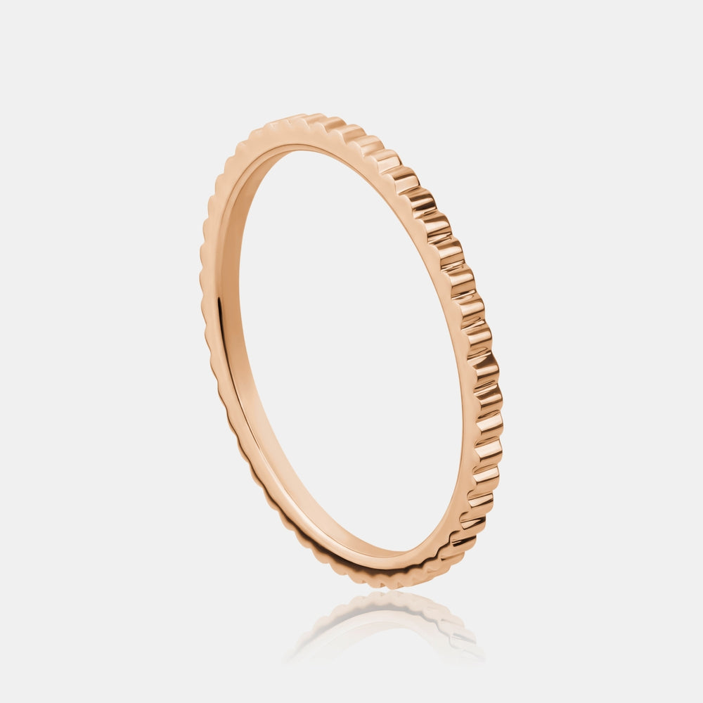Ribbed Gold Stackable Ring - 14K Rose Gold