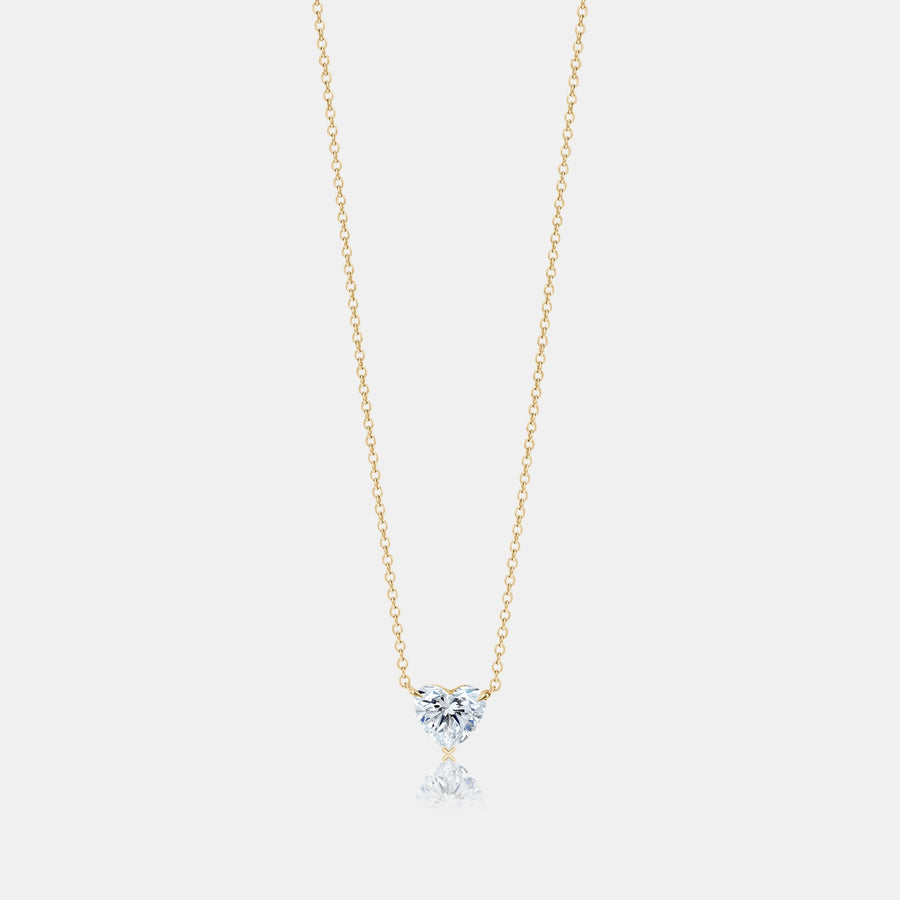 Lab Grown Floating Heart Solitaire Necklace