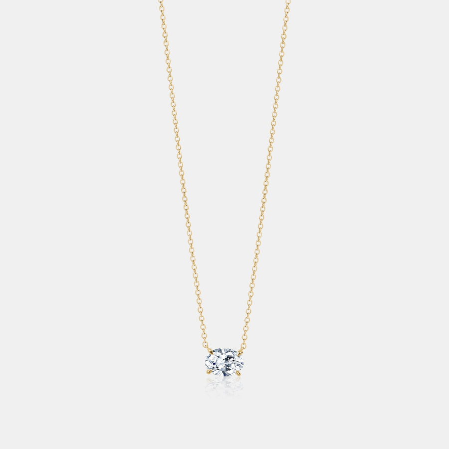 East West Lab Grown Oval Cut Floating Necklace
