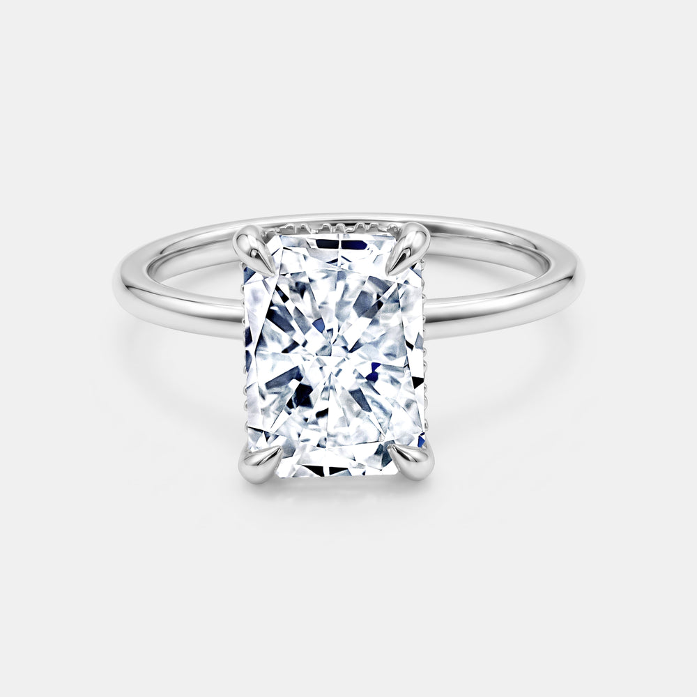 3.00ct Radiant Cut Lab Engagement Ring - 14K White Gold