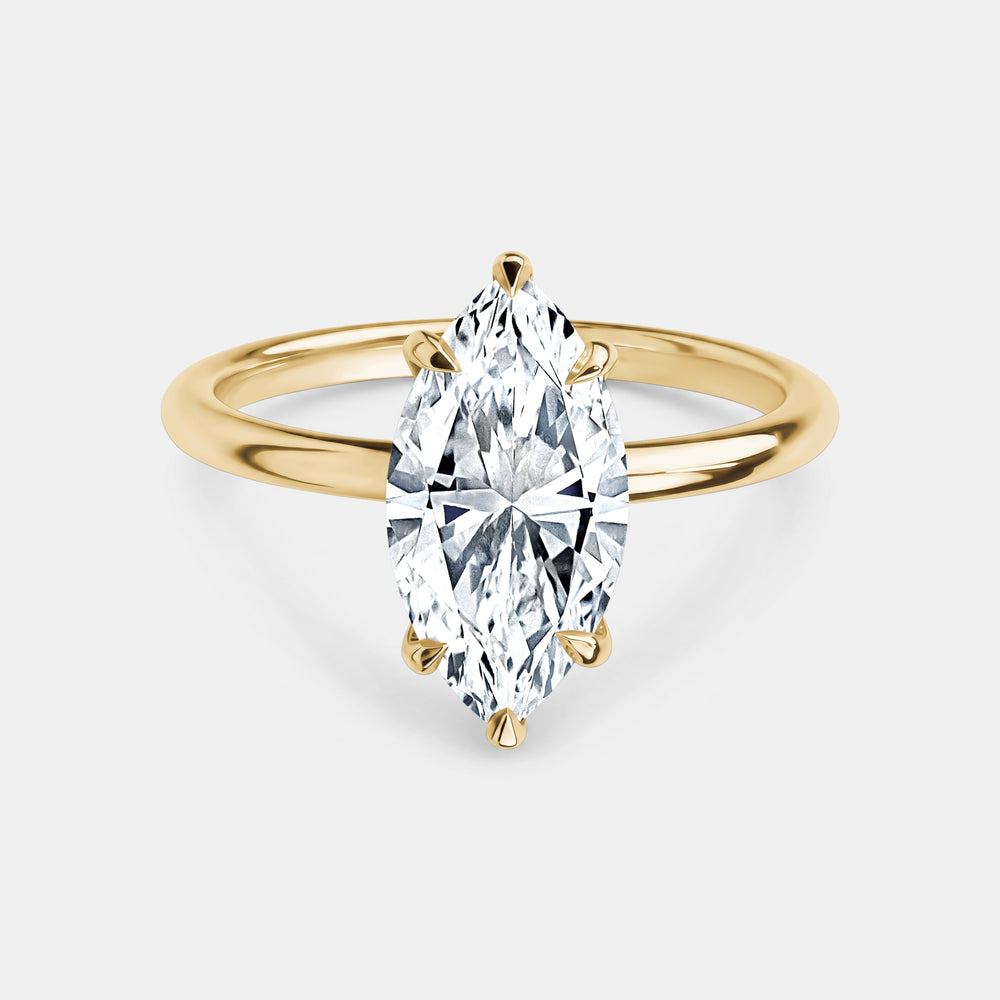 2.50ct Marquise Cut Lab Engagement Ring - 14K Yellow Gold