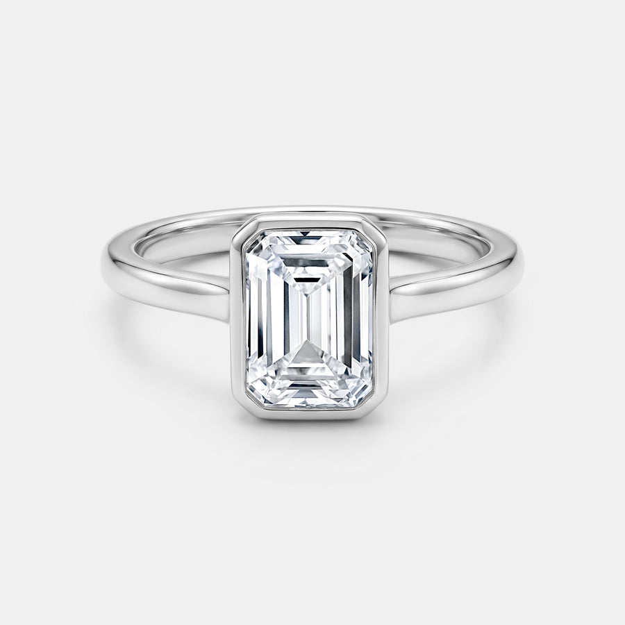 2.00ct Emerald Cut Bezel Lab Engagement Ring