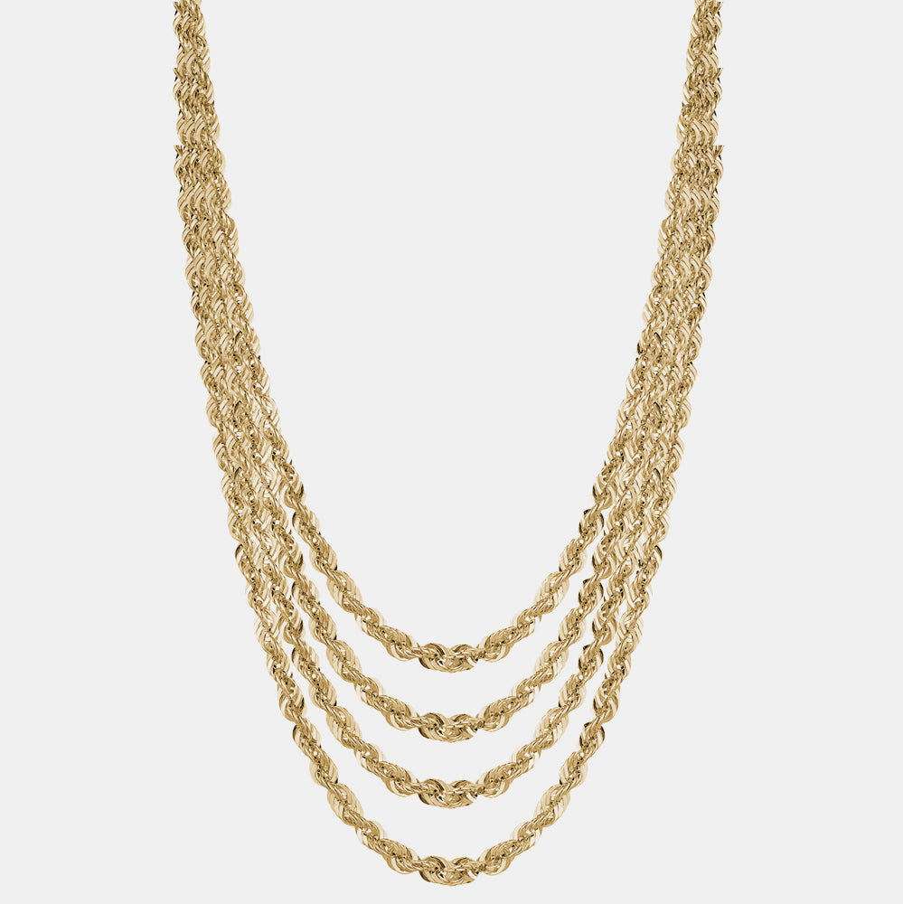 Solid Diamond Cut Rope Chain - 10K Yellow Gold