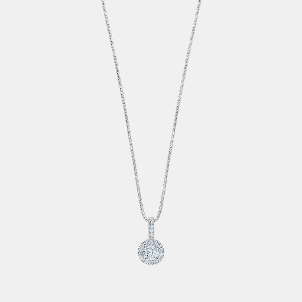 Collier avec Auréole Pendante en Diamant