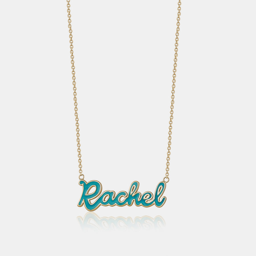Collier de nom en émail cursif personnalisé