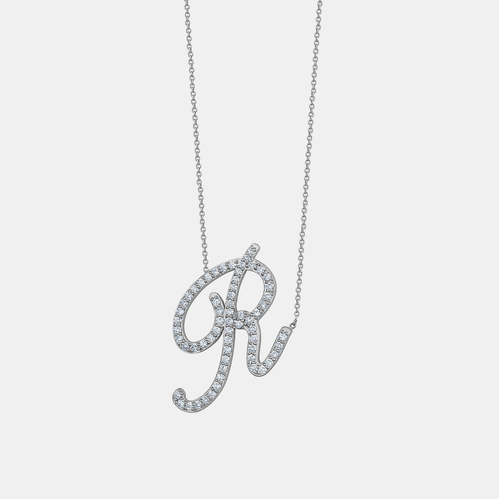 Diamond Jumbo Cursive Letter Necklace