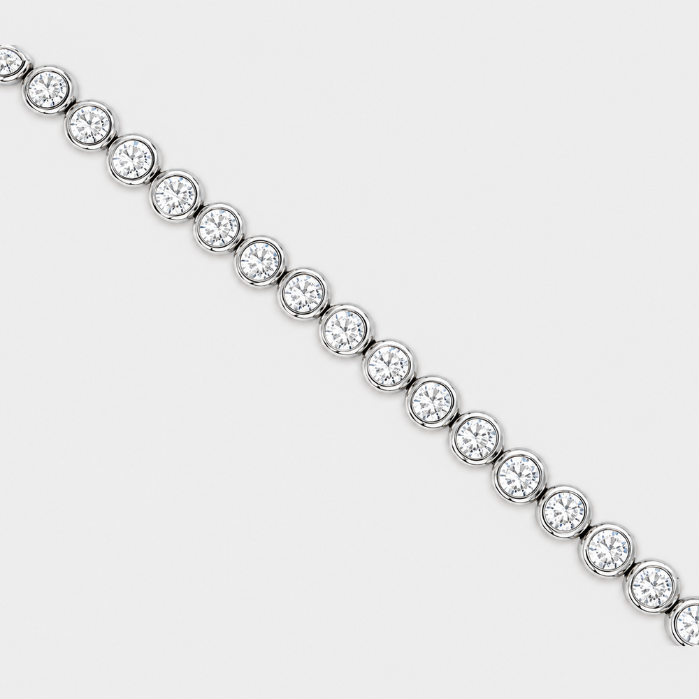 The Lab Grown Bezel Diamond Tennis Bracelet - 14K White Gold