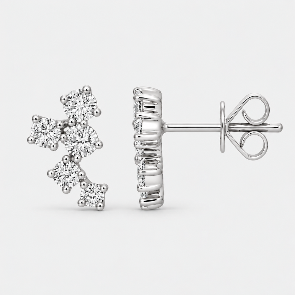 Diamond Constellation Stud Earrings - 14K White