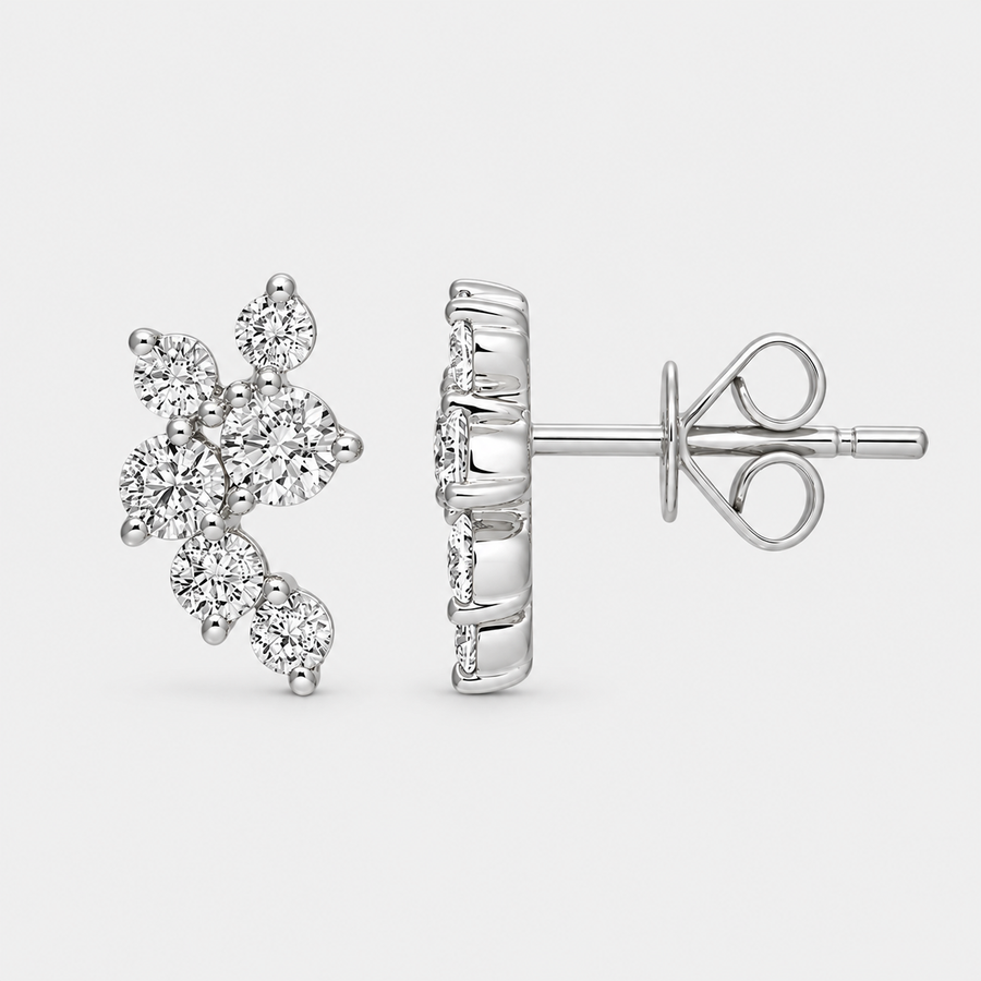Diamond Blossom Cluster Earrings