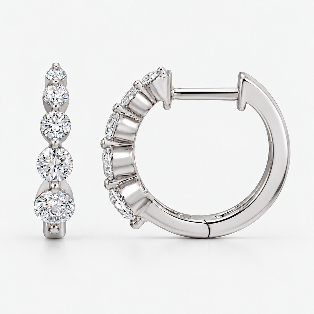 Graduated Lab grown Diamond Huggies - 14K White Gold