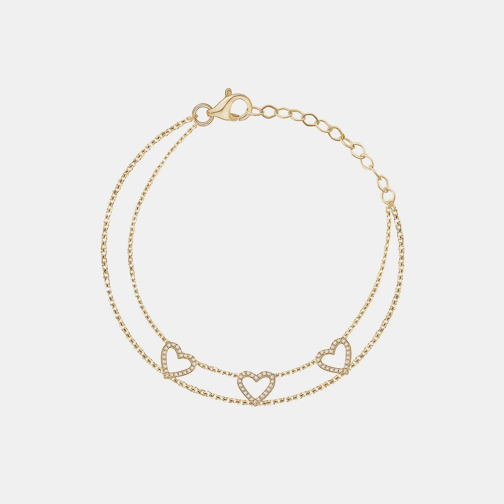 Bracelet Triple Coeur en Diamant