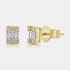 Clous d'oreilles diamantés à illusion d'émeraude