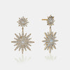 Boucles d'Oreilles en Diamant à Double Étoile Pendante