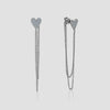 Boucles d'oreilles de cœur pendants avec chaîne 