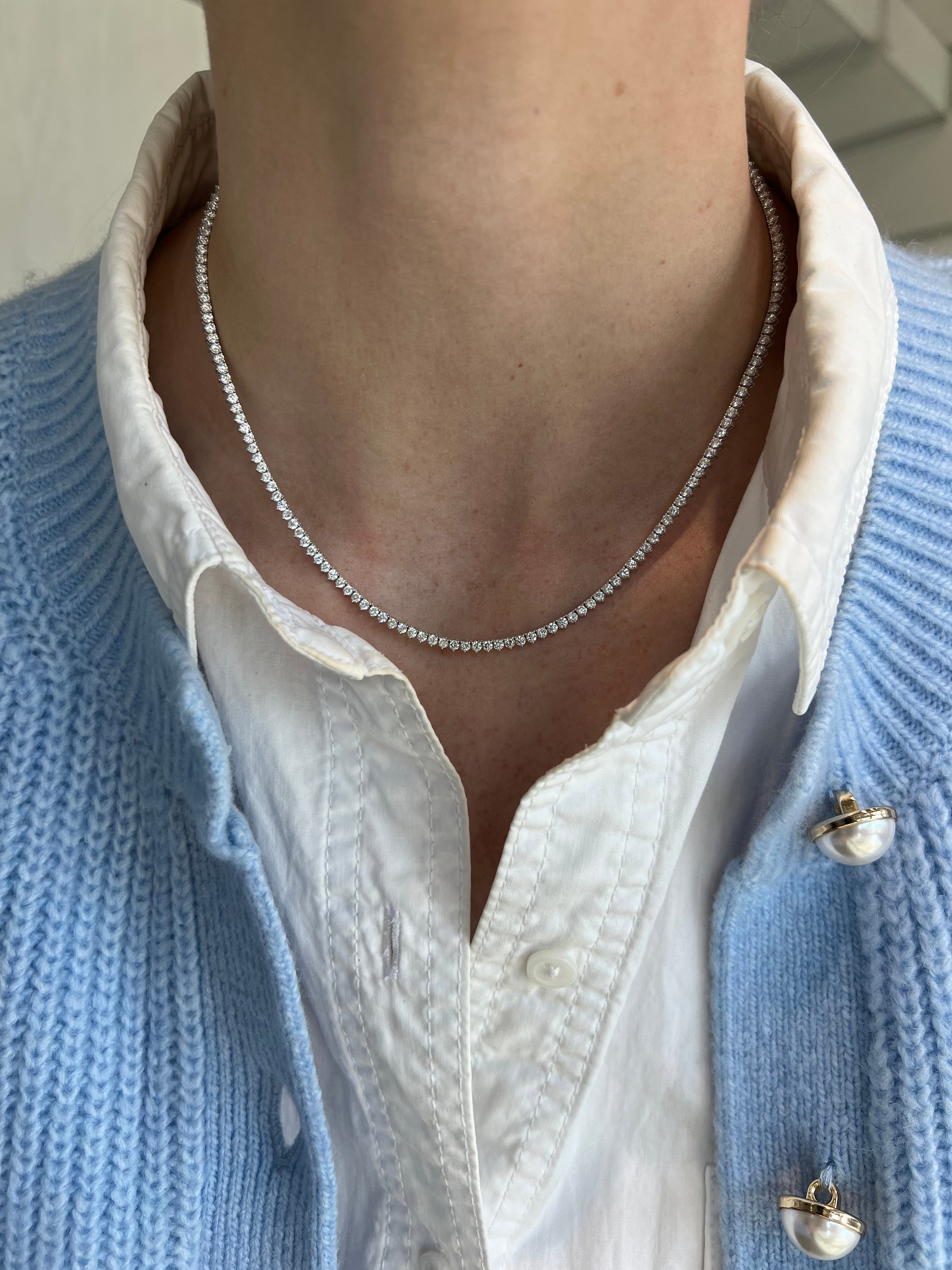 0.03ct 3 Prong Lab Grown Diamond Tennis Necklace