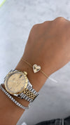 Bracelet cœur cannelé en diamant