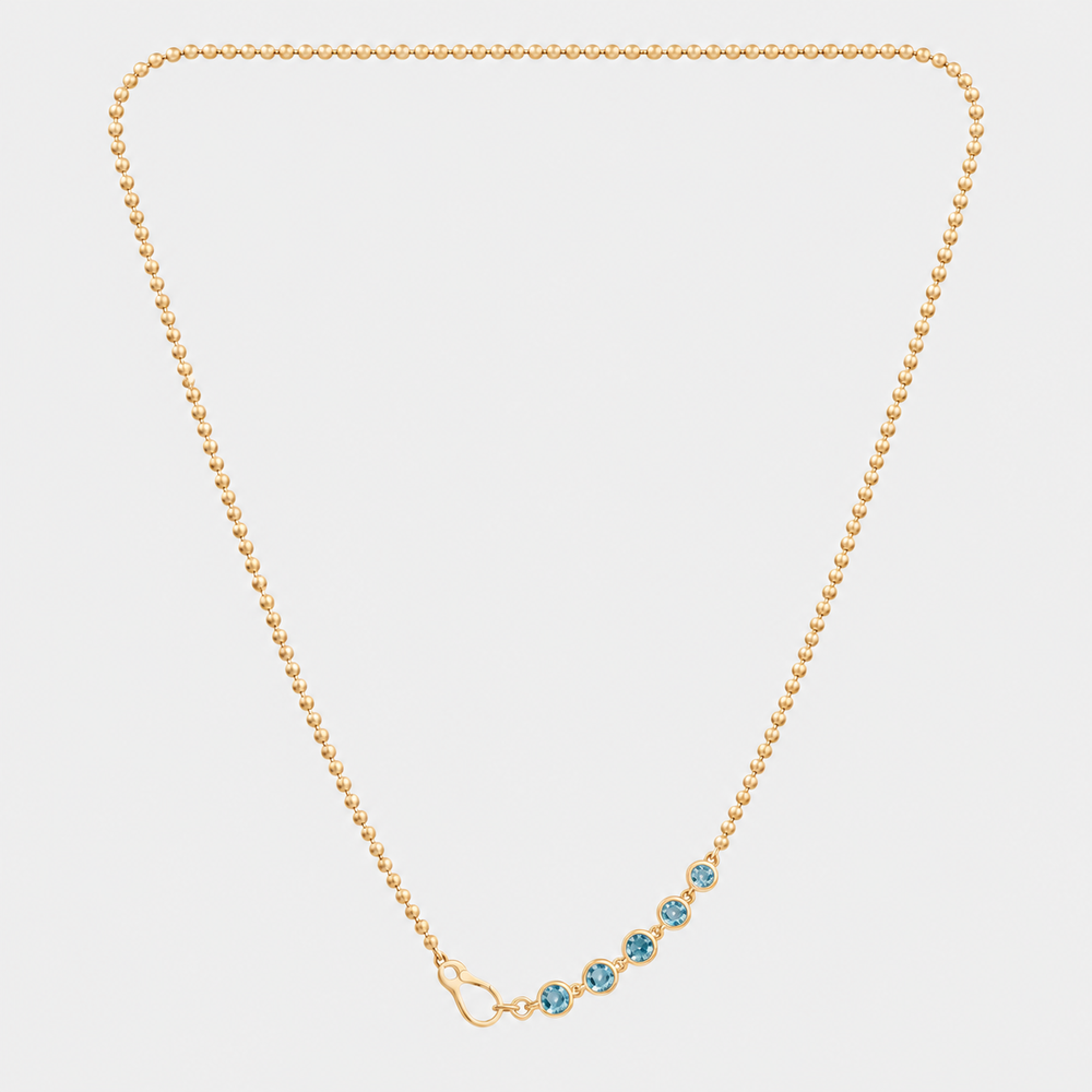 The Blue Topaz Bezel Necklace - 14K Yellow Gold