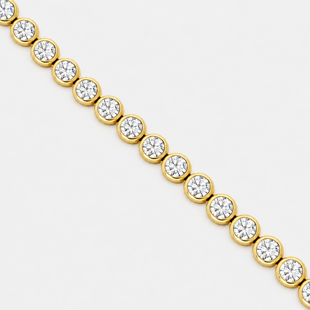 The Lab Grown Bezel Diamond Tennis Bracelet - 14K Yellow Gold