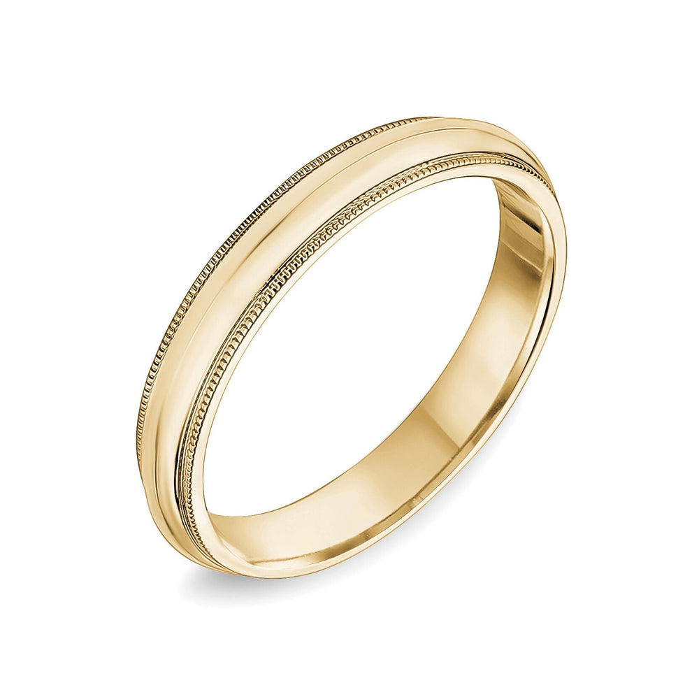 14K Classic Rounded Milgrain Edge Wedding Band - 14K Yellow Gold
