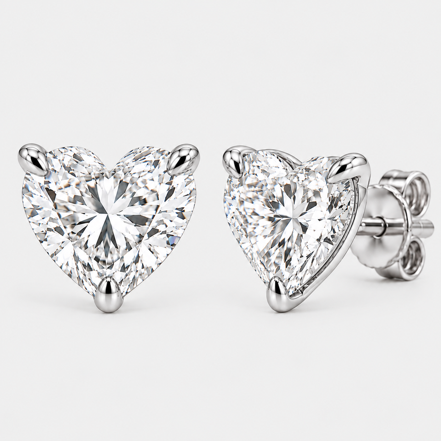 Lab Grown Heart-Shaped Diamond Stud Earrings
