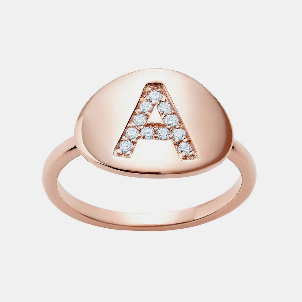 Diamond Initial Signet Ring