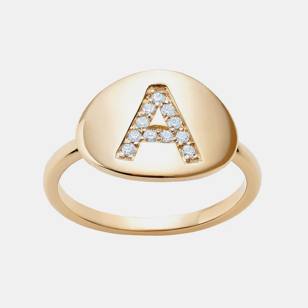 Diamond Initial Signet Ring