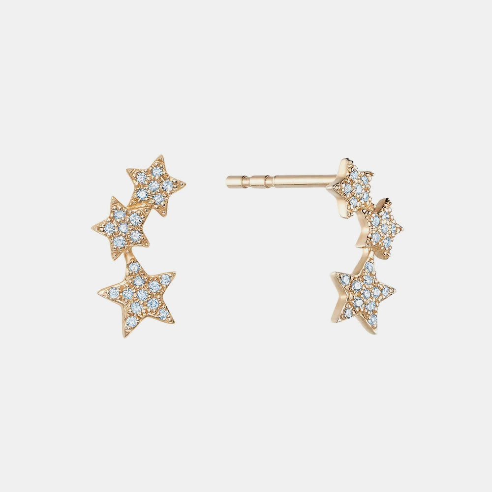 Curved Diamond Star Studs