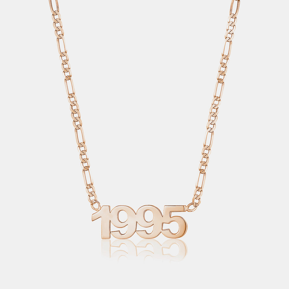 Collier de Date Personnalisé avec Chaîne Figaro