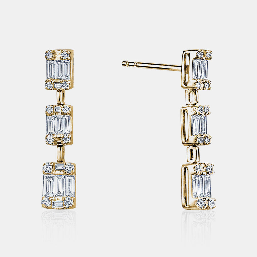 Boucles d'oreilles pendantes avec illusion d'émeraude