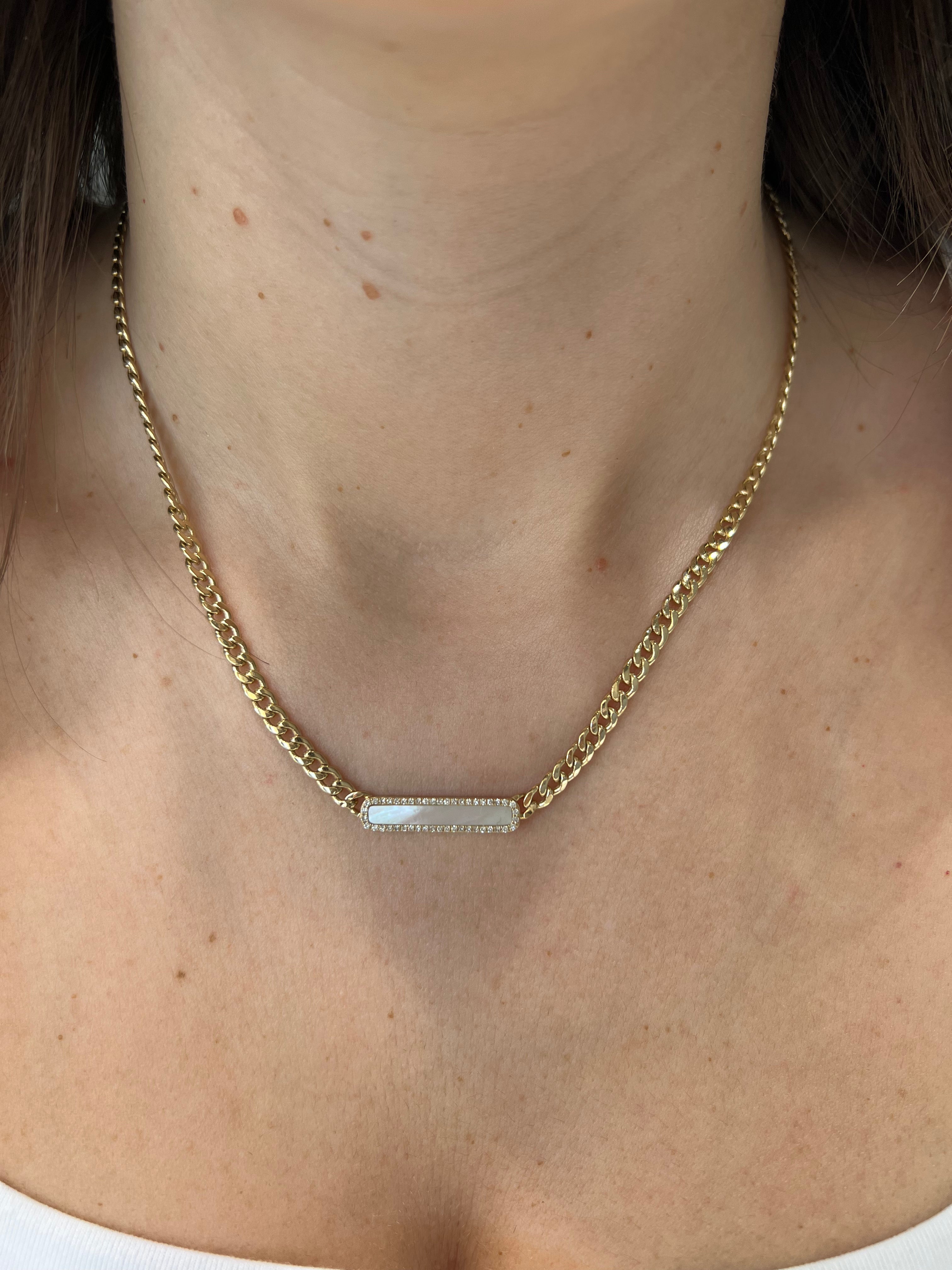 Mother of Pearl Cuban Chain Necklace