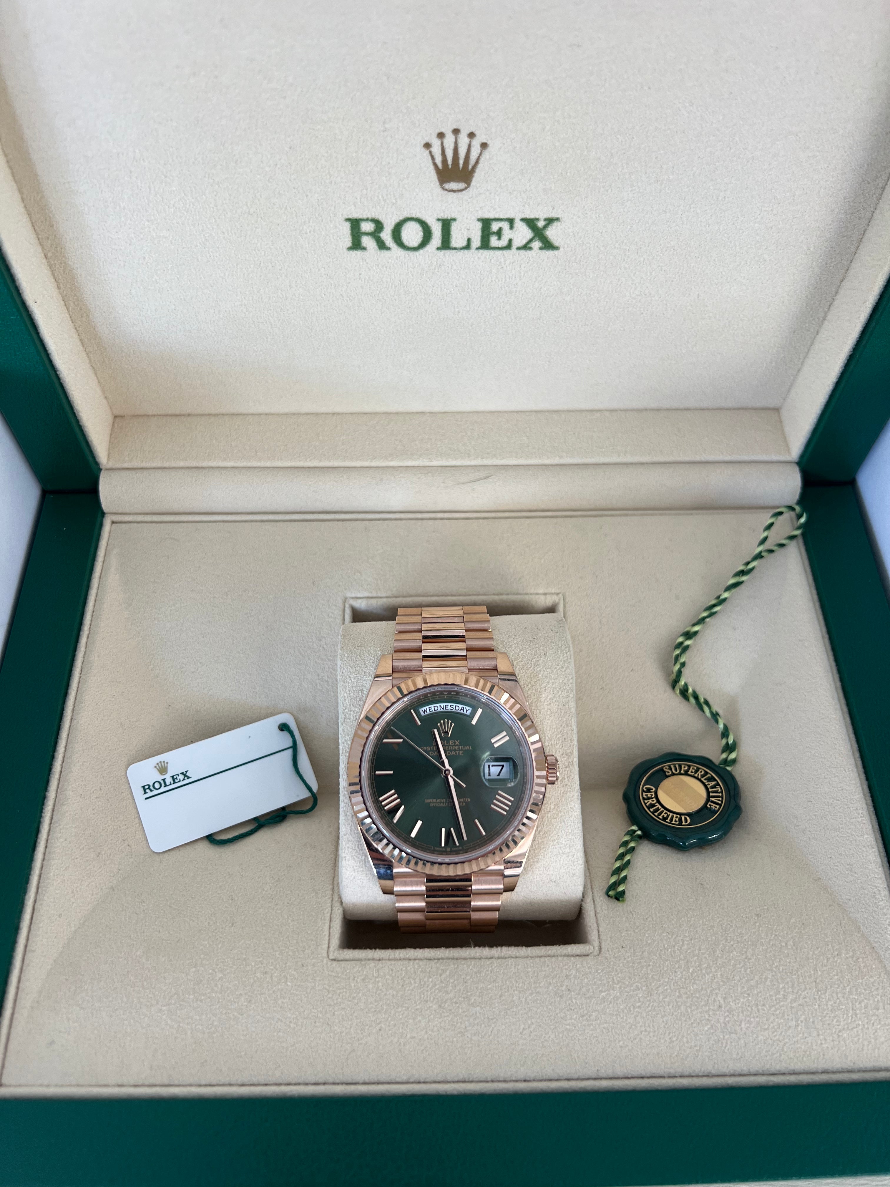 Rolex Day-Date Rose Gold Olive Dial 228239