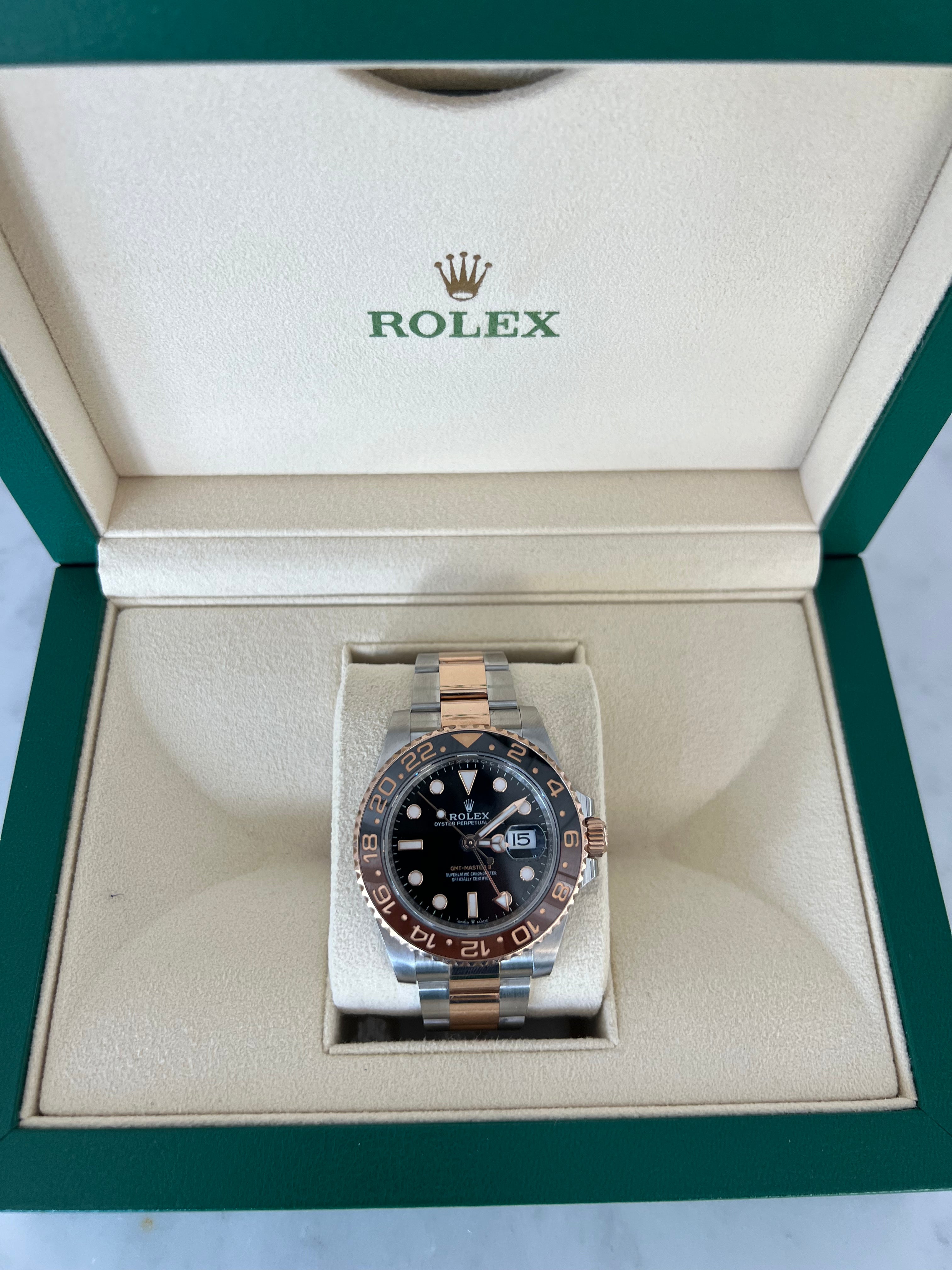 GMT-Master ll 41mm Rootbeer Two-Tone Rose Gold Black Dial 126711CHNR